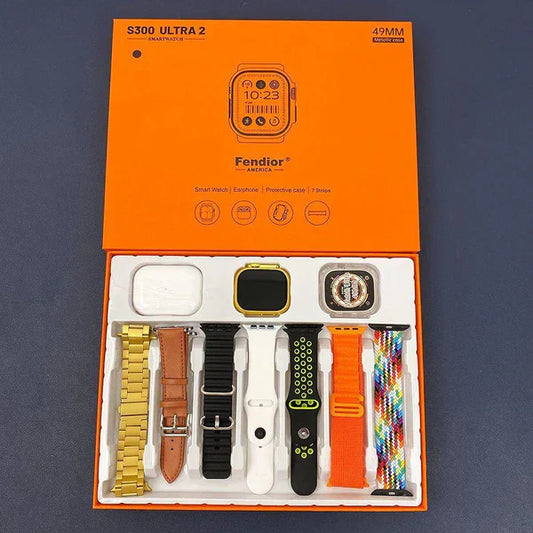 Fendior S300 7 Straps Smart Watch With Airpods (Special Chain And Leather Strap)