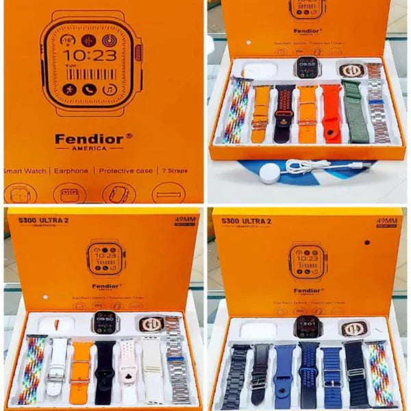 Fendior S300 7 Straps Smart Watch With Airpods (Special Chain And Leather Strap)